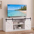 White TV Stand with Sliding Barn Doors Q10152