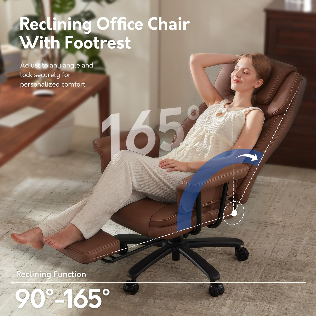 Big and Tall 500LBS Reclining Office Chair with Footrest N993925