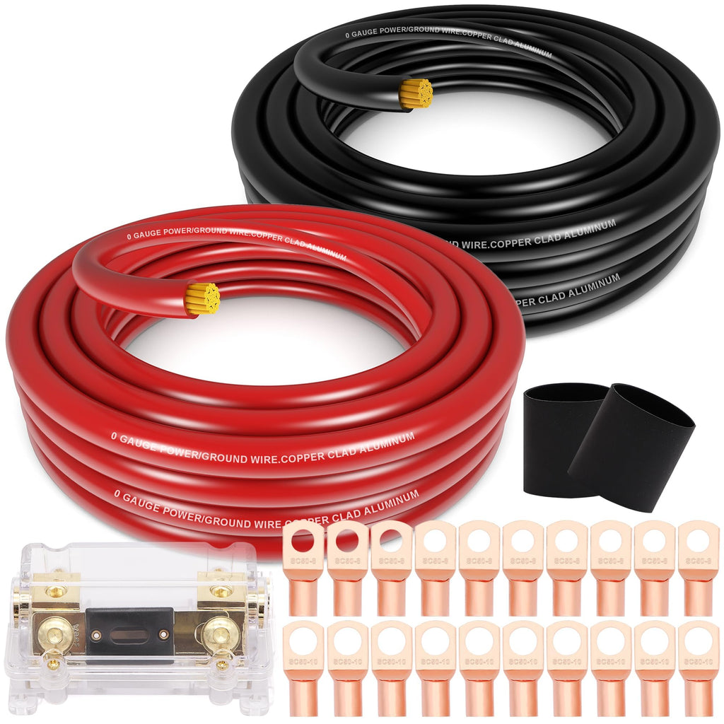 0 Gauge Battery Cable with 250A Fuse Holder & Terminals Kit A355621