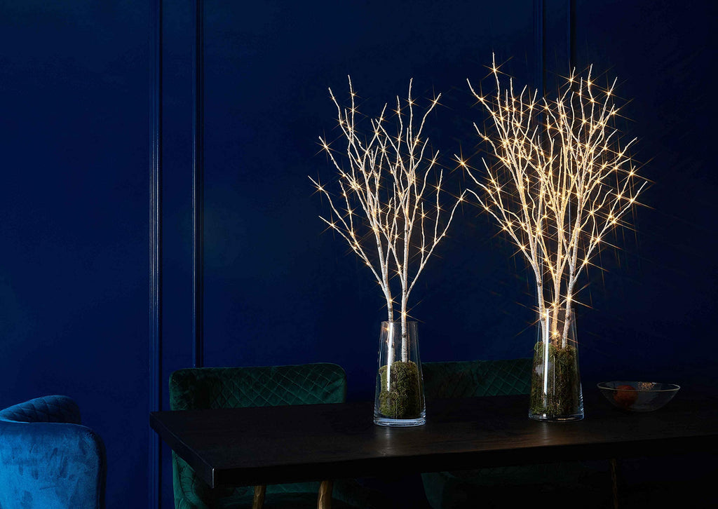 Lighted White Birch Twig Branches 30IN 150 LED with Timer and Dimmer L45520