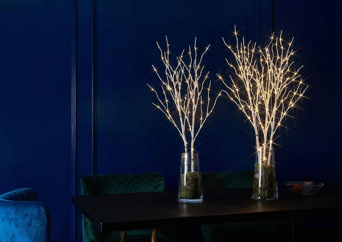 Lighted White Birch Twig Branches 30IN 150 LED with Timer and Dimmer L45520