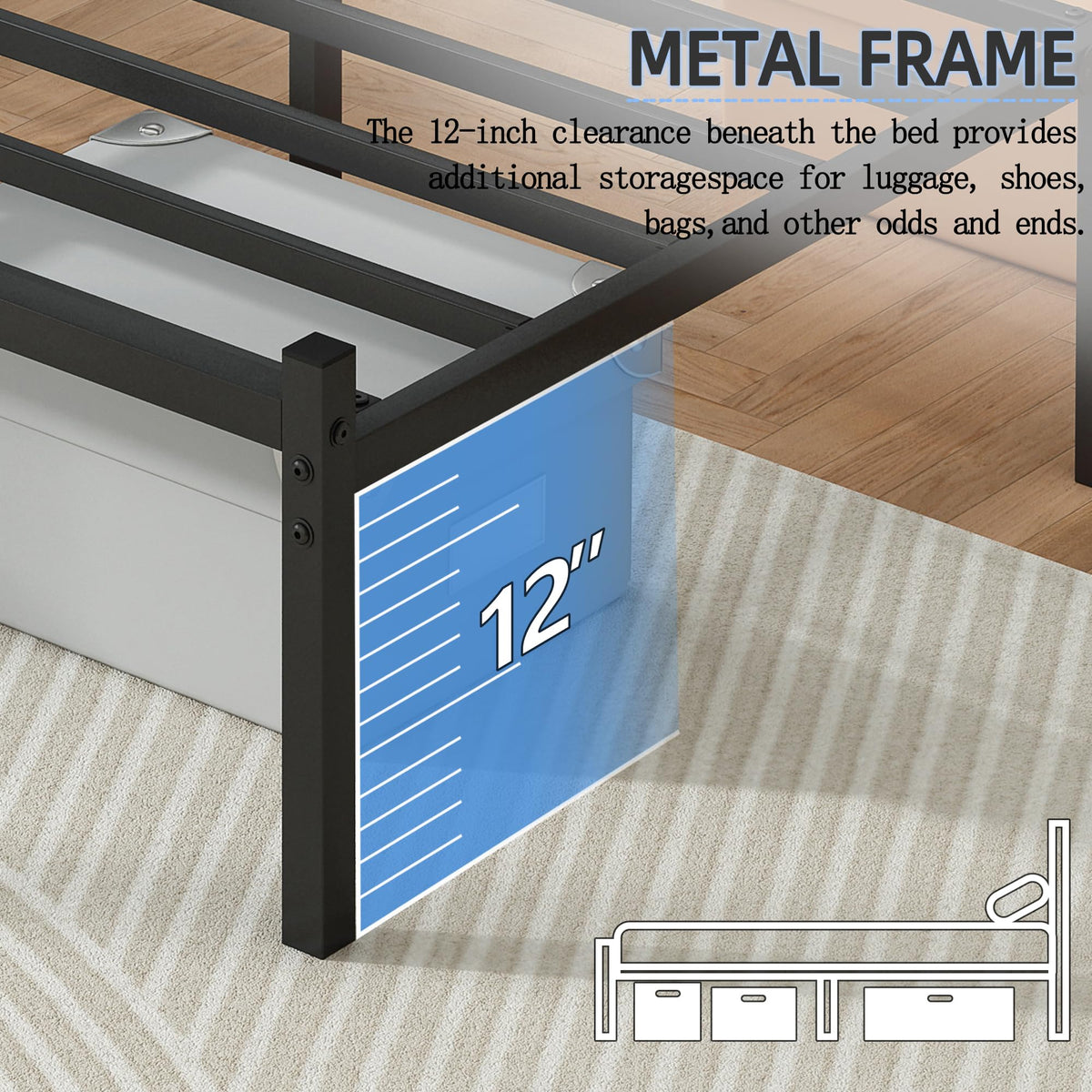 Black Full Size Bed Frame M418