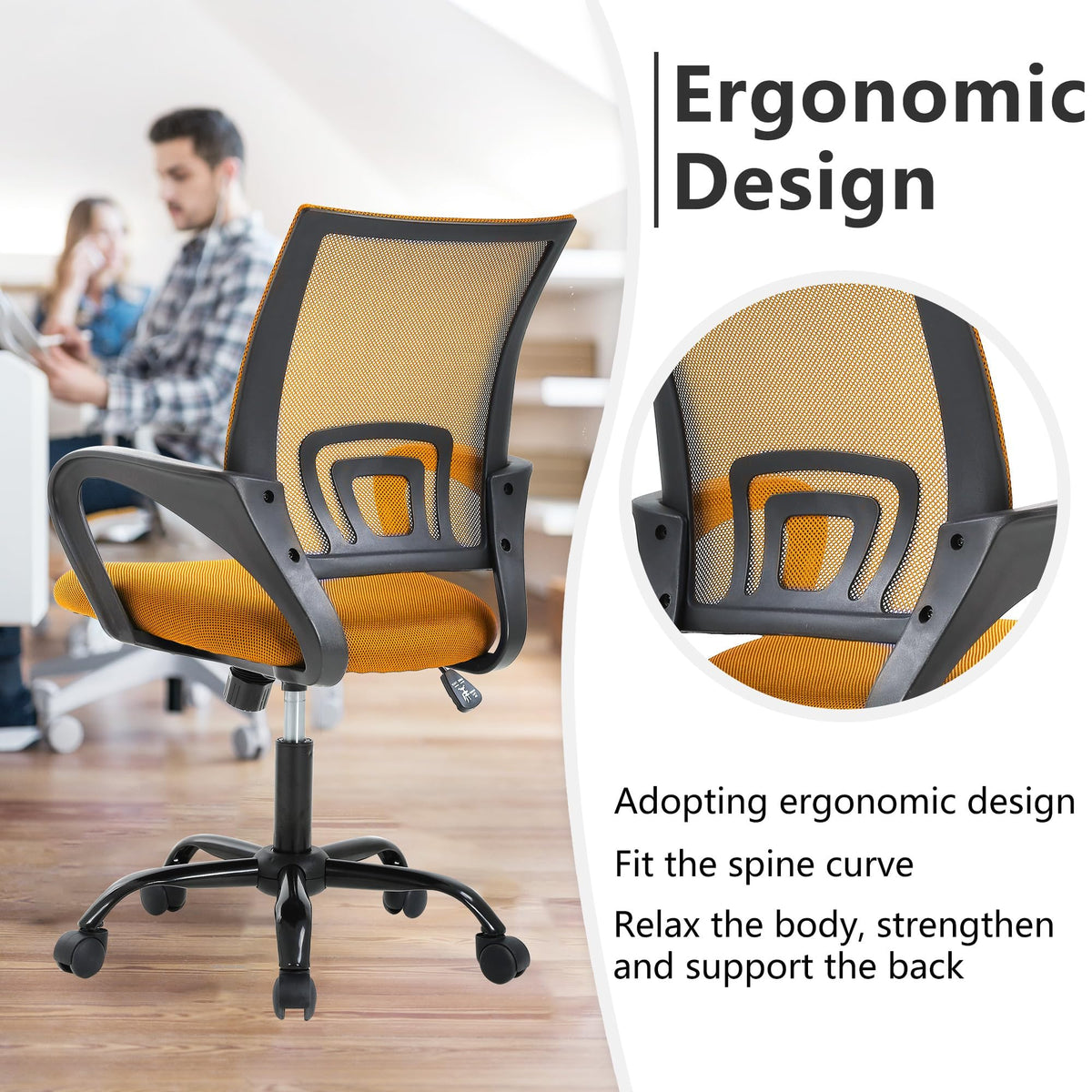 Orange Mesh Ergonomic Office Chair M7683