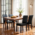 Black Faux Leather Upholstered Dining Chairs Set of 4 with Wood Legs L7083