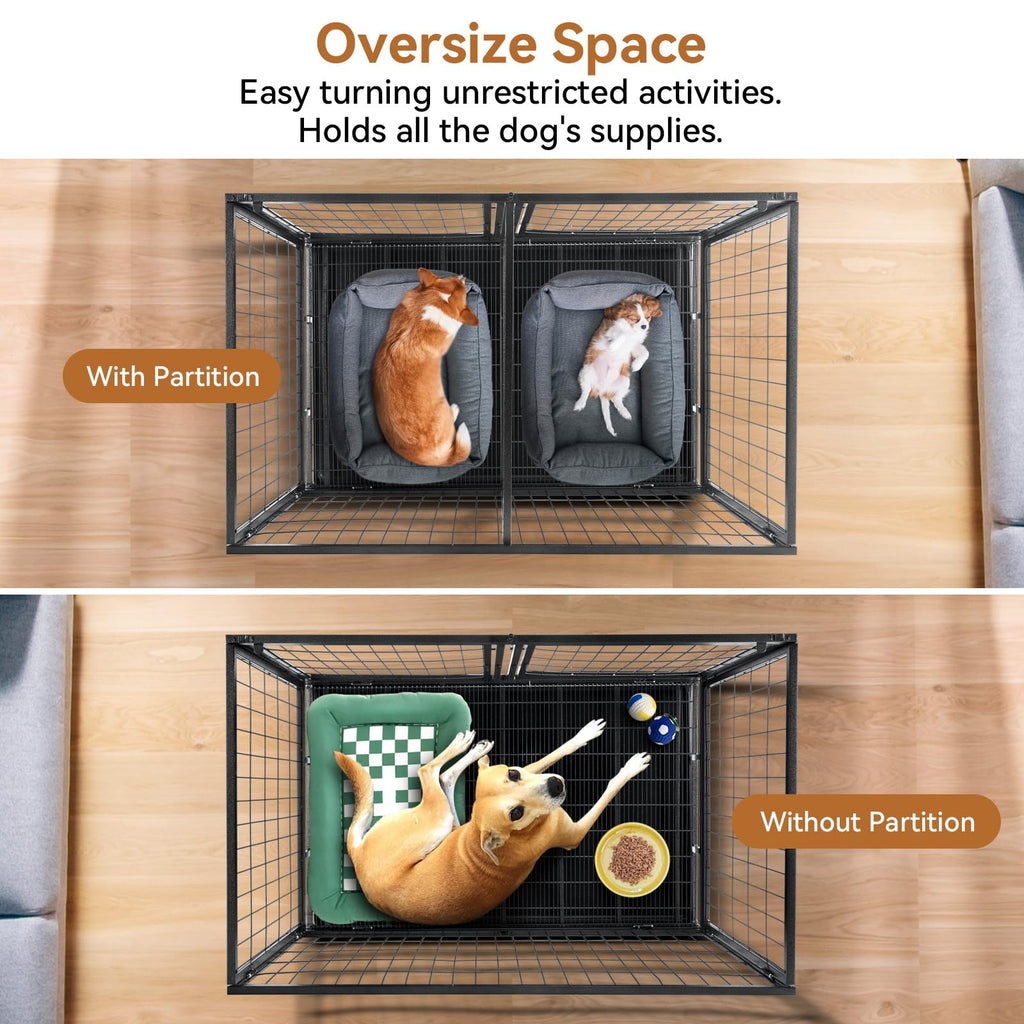 48 inch Large Wire Dog Crate with Lockable Wheels M7654