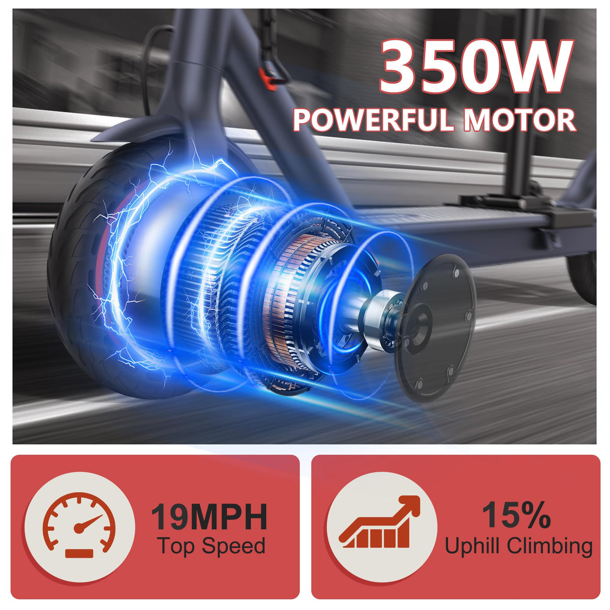 Electric Scooter with 350W/500W Motor, 19-20 MPH, Foldable Z783
