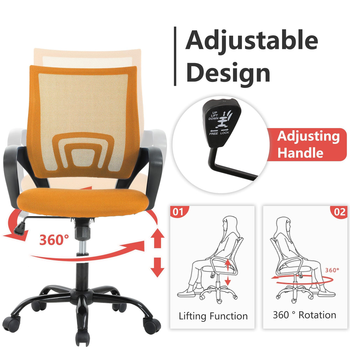 Orange Mesh Ergonomic Office Chair M7683
