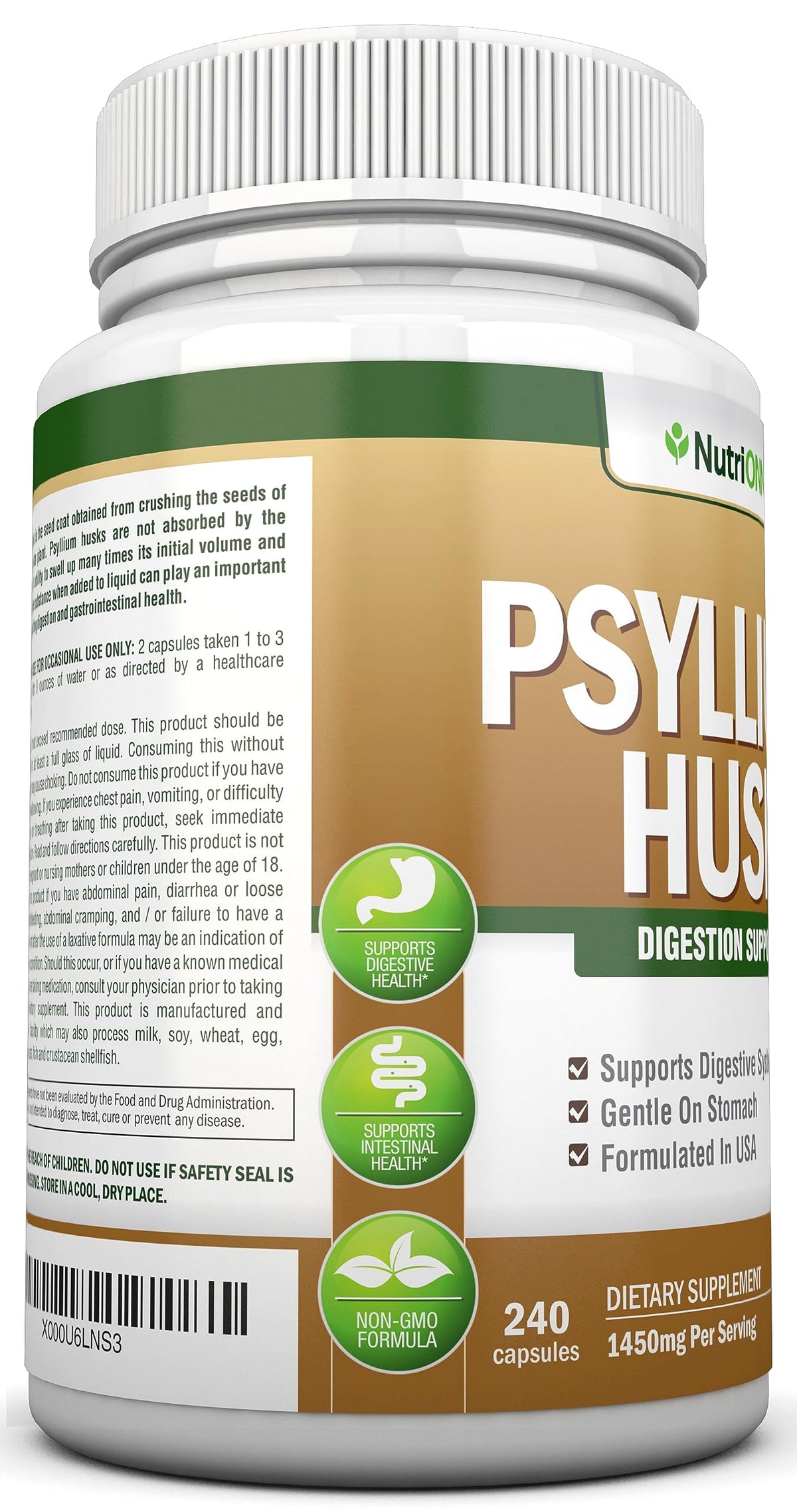 1450mg 240 Capsules Psyllium Husk Fiber Supplement O487