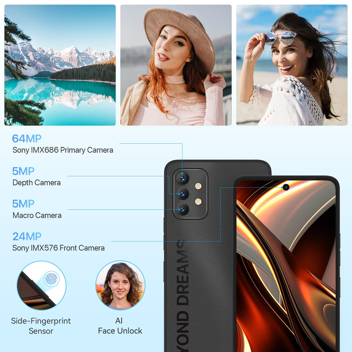5G Smartphone 12GB RAM 256GB ROM 6.8" 90Hz Display 64MP Camera 5150mAh Battery I816640