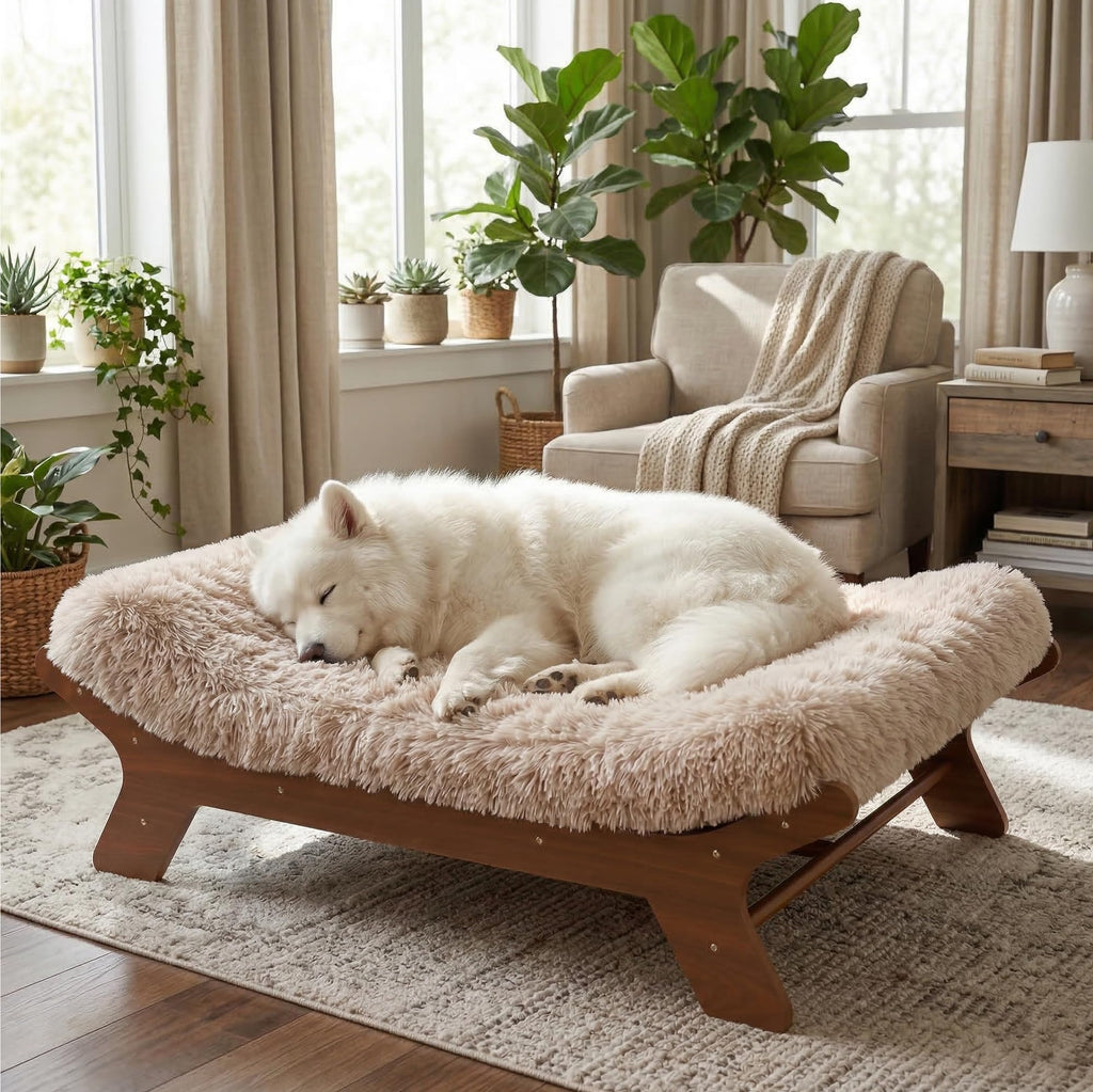 Wood Dog Bed Frame with Foam Mattress S75668