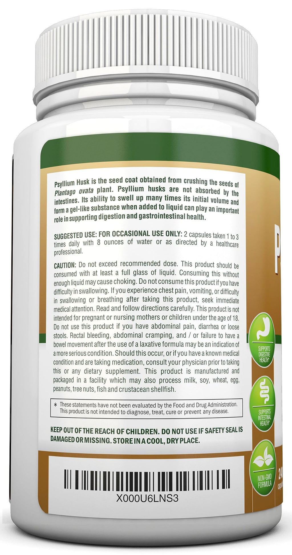 1450mg 240 Capsules Psyllium Husk Fiber Supplement O487