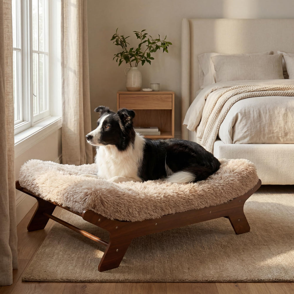 Wood Dog Bed Frame with Foam Mattress S75668