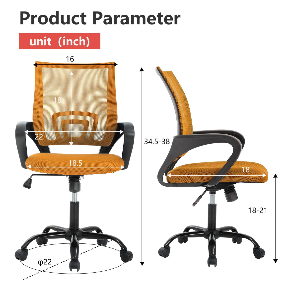 Orange Mesh Ergonomic Office Chair M7683