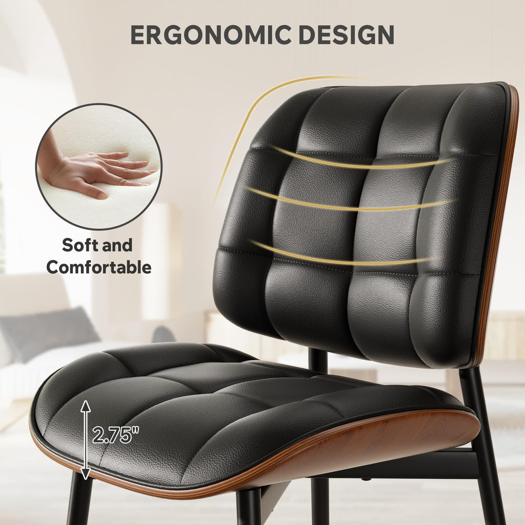 Black Faux Leather Dining Chairs Set of 4 K28024