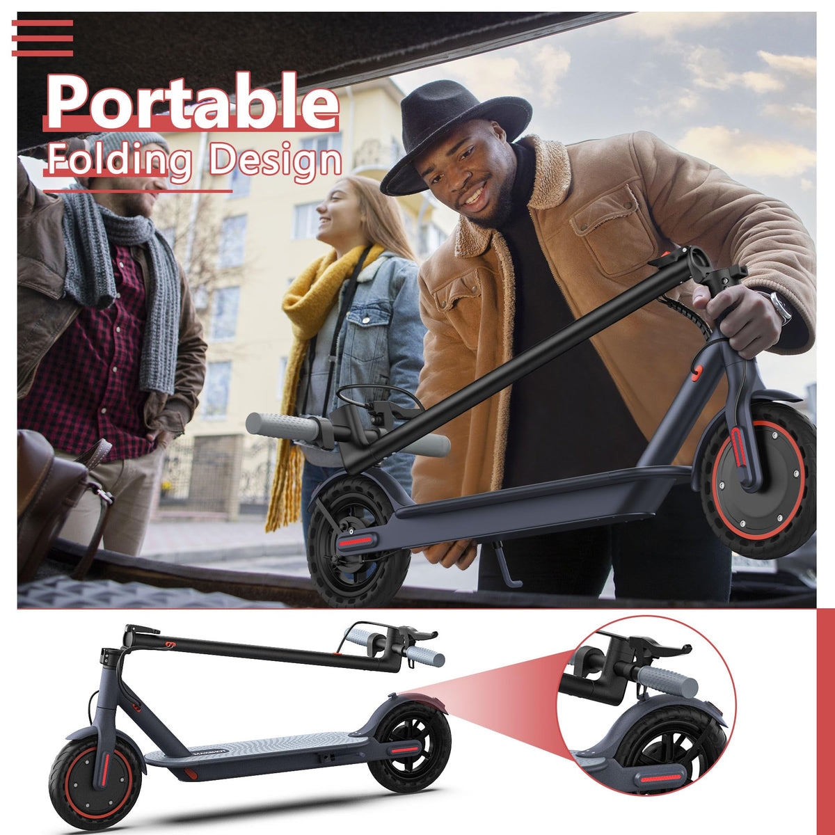 Electric Scooter with 350W/500W Motor, 19-20 MPH, Foldable Z783