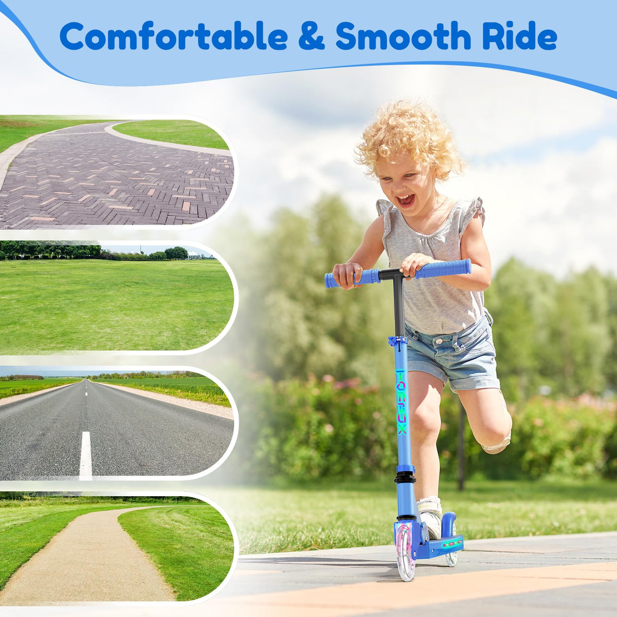 2 Wheel Adjustable Height Foldable Lightweight Kick Scooter F1861
