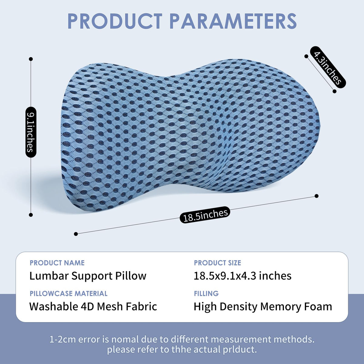 Blue Ergonomic Lumbar Support Pillow K857465
