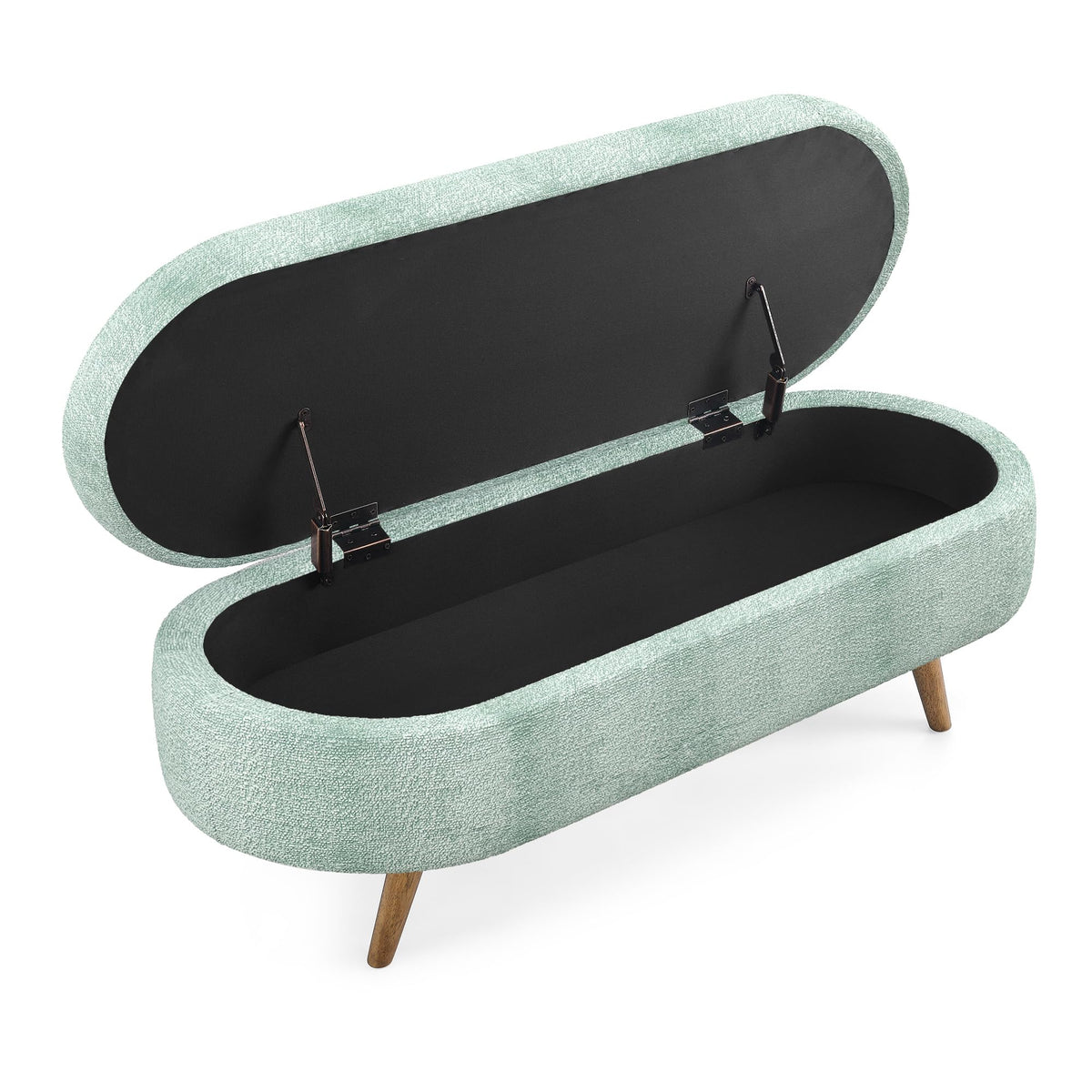 Oval Storage Bench with Rubber Wood Legs Gray H735195