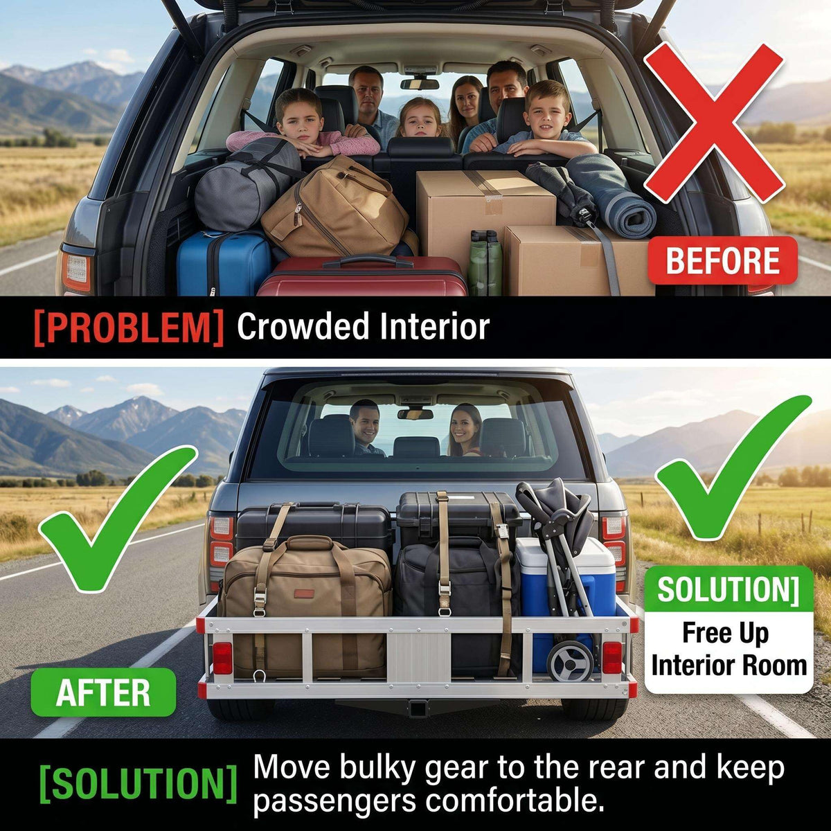 Hitch Mounted Cargo Carrier with Folding Ramp G947