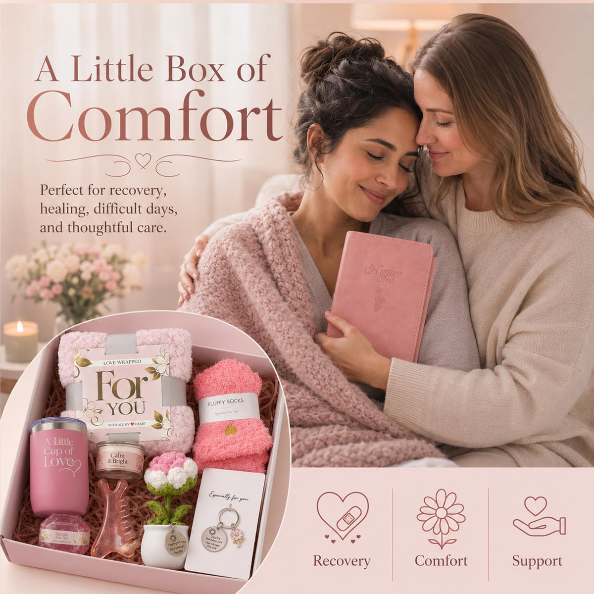 11 Pc Pink Care Package with Blanket T225
