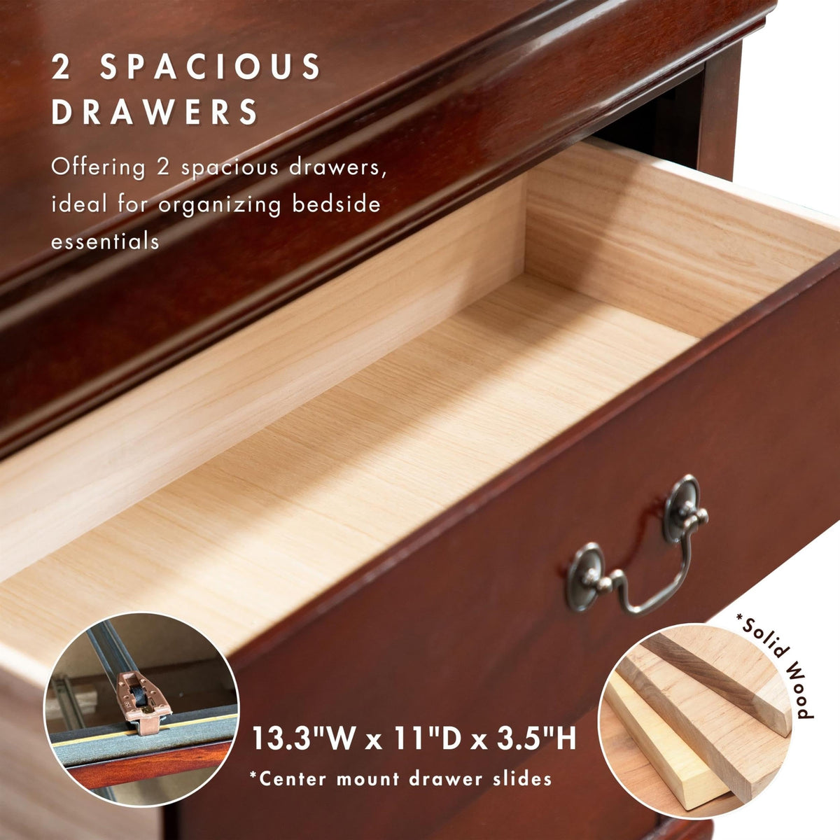 Solid Wood 2-Drawer Nightstand Set U38540