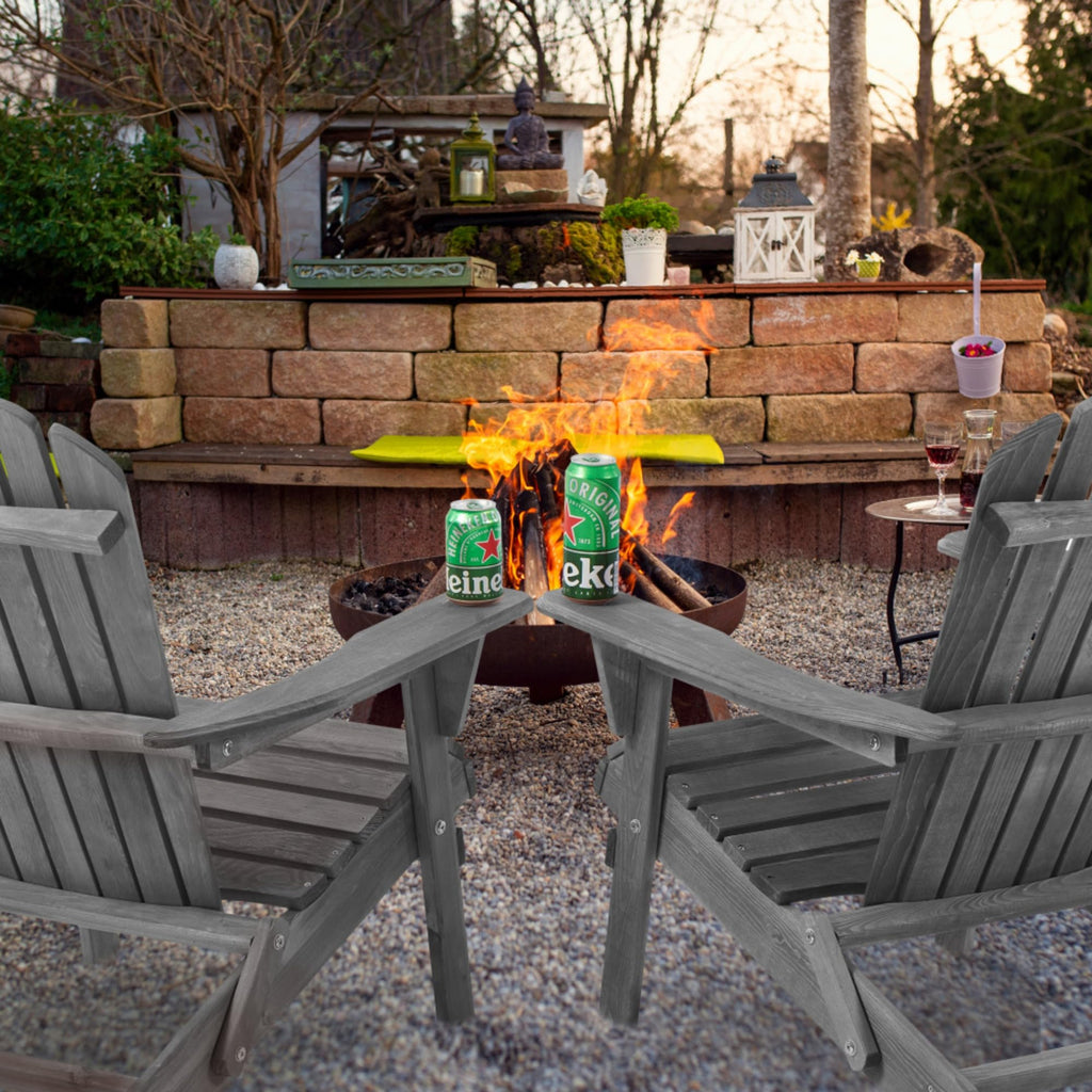 Wood Folding Adirondack Chair Set of 2 Gray D3138