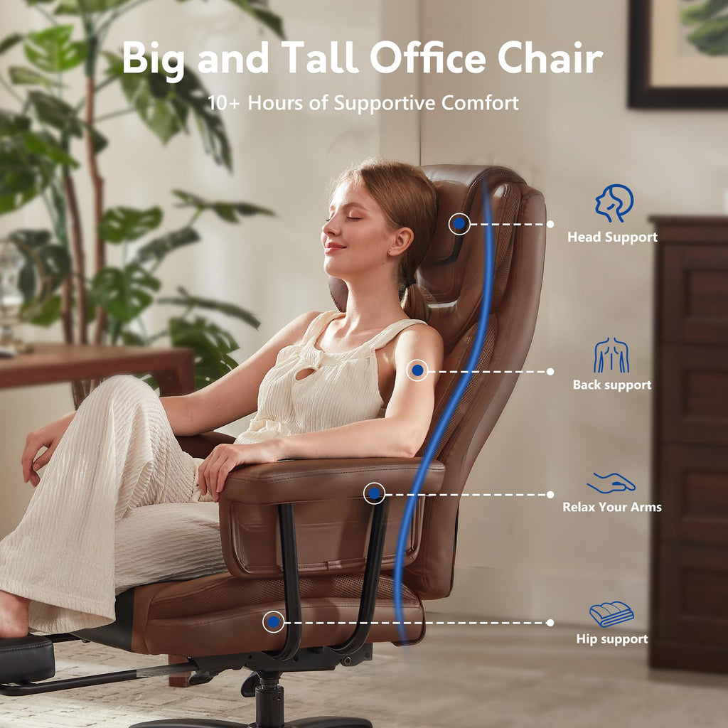 Big and Tall 500LBS Reclining Office Chair with Footrest N993925
