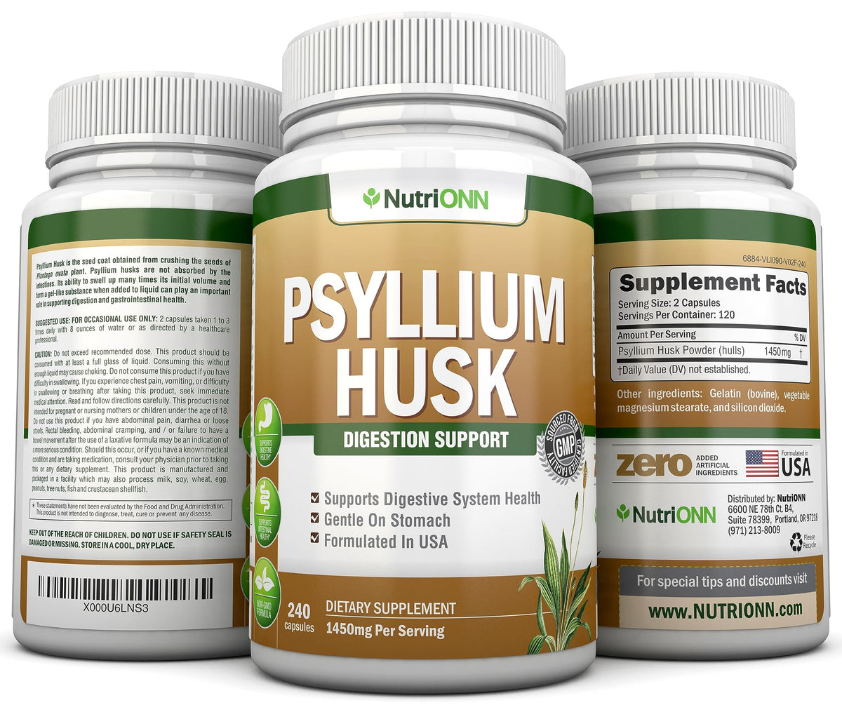 1450mg 240 Capsules Psyllium Husk Fiber Supplement O487