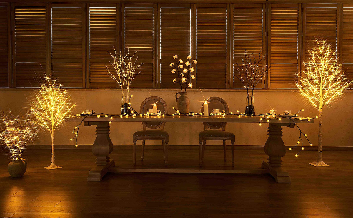 Lighted White Birch Twig Branches 30IN 150 LED with Timer and Dimmer L45520