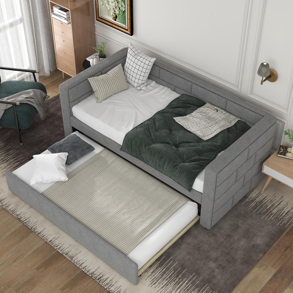 Twin Upholstered Daybed with Trundle H256