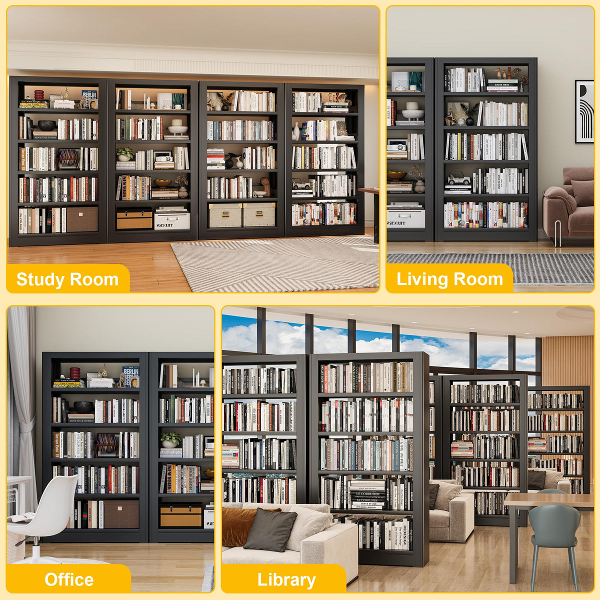 Heavy Duty 5-Shelf Metal Bookshelf C58564