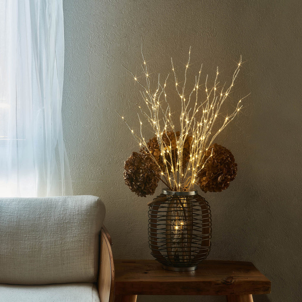 Lighted White Birch Twig Branches 30IN 150 LED with Timer and Dimmer L45520