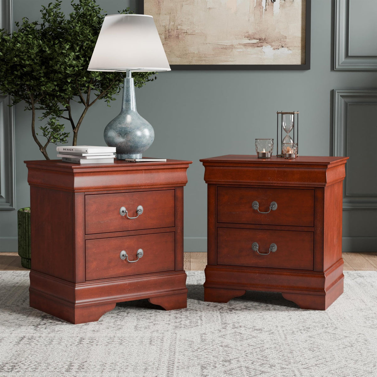Solid Wood 2-Drawer Nightstand Set U38540