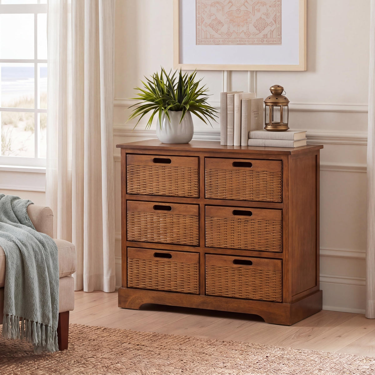 6 Drawer Wood Storage Cabinet V694183