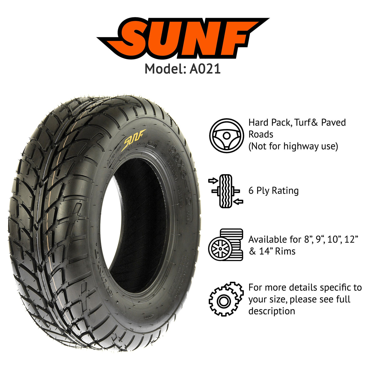 19x6-10 ATV UTV Tire 6 PR Pair of 2 S8645