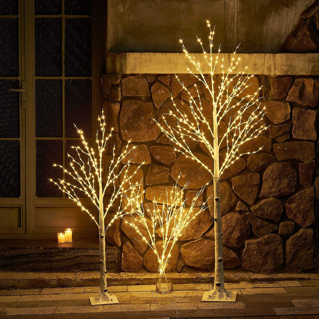 Lighted White Birch Twig Branches 30IN 150 LED with Timer and Dimmer L45520